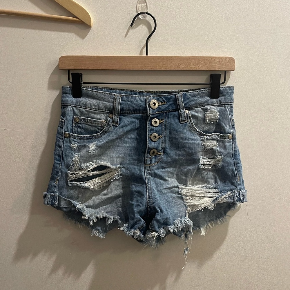 CP Jeans Distressed High-Rise Shorts Sz 3